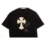 Chrome Hearts White and Black with Leather Small Iron Logo Short Sleeve Black