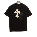 Chrome Hearts White and Black with Leather Small Iron Logo Short Sleeve Black