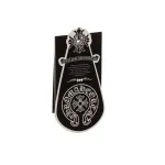 Chrome Hearts White and Black with Leather Small Iron Logo Short Sleeve Black