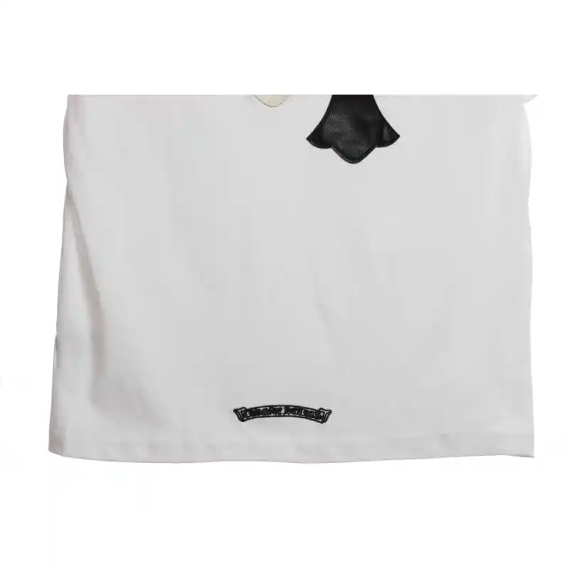 Chrome Hearts White and Black with Leather Small Iron Logo Short Sleeve White