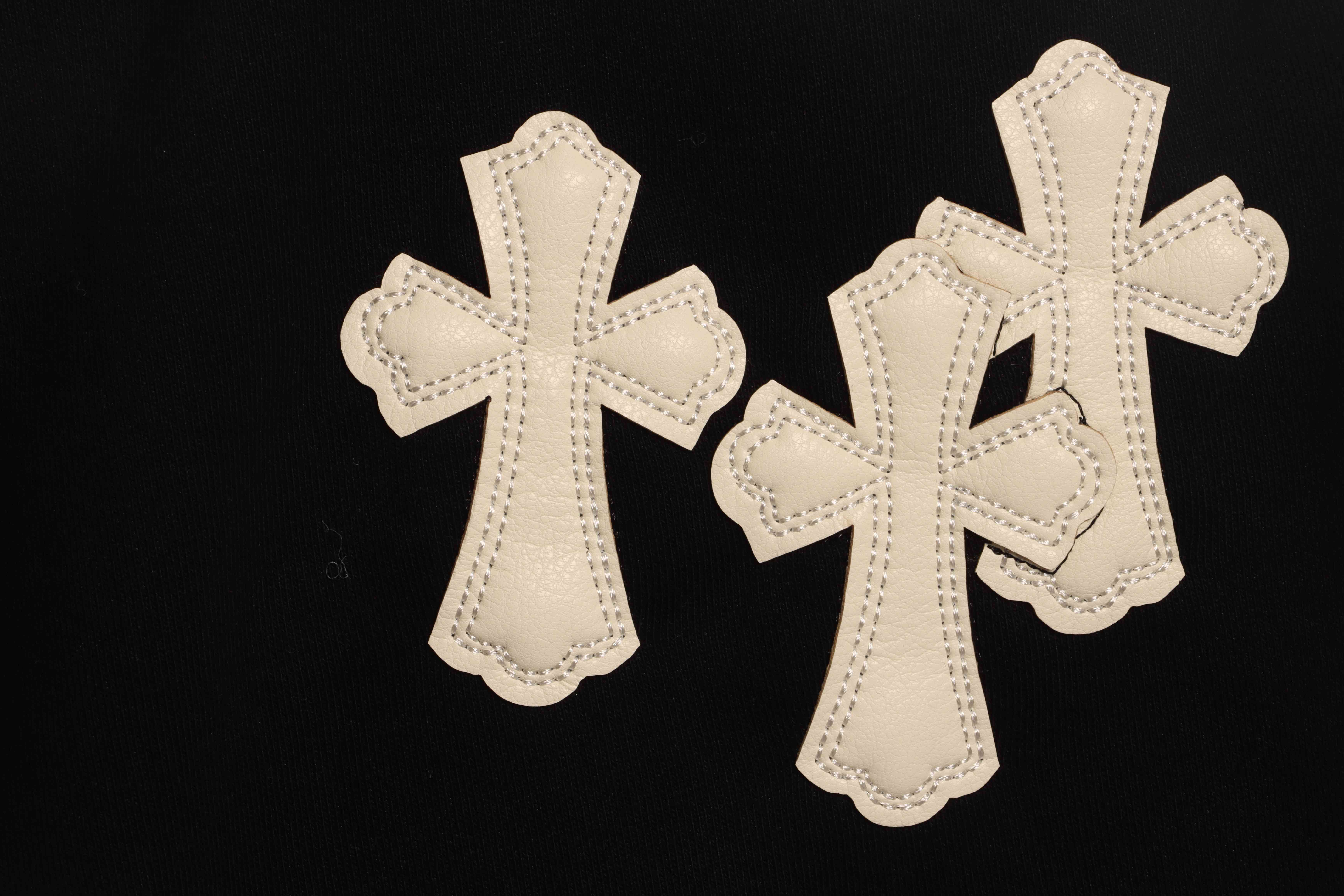 Chrome Hearts White Leather Logo Cross Shorts