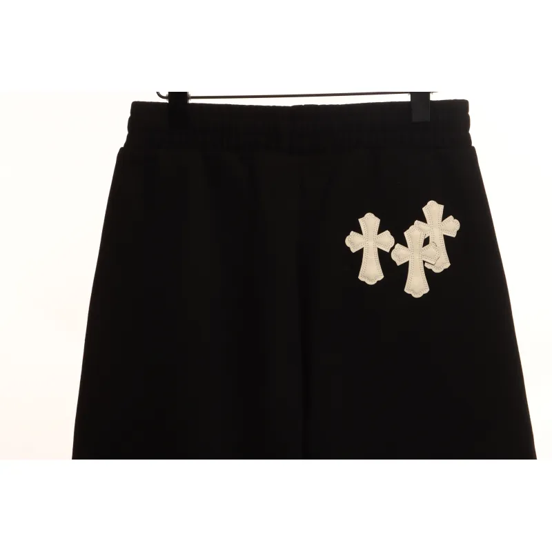 Chrome Hearts White Leather Logo Cross Shorts
