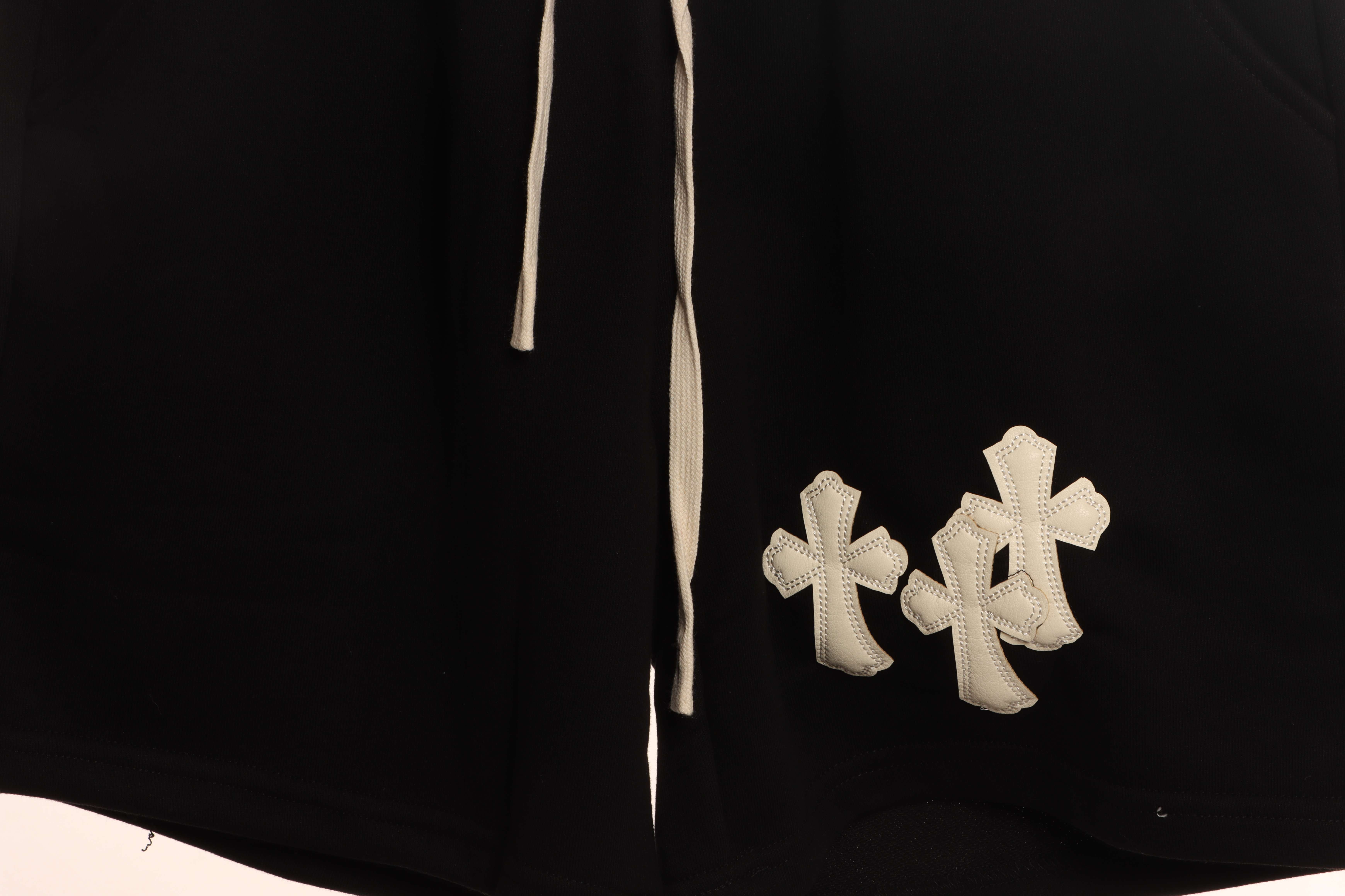 Chrome Hearts White Leather Logo Cross Shorts