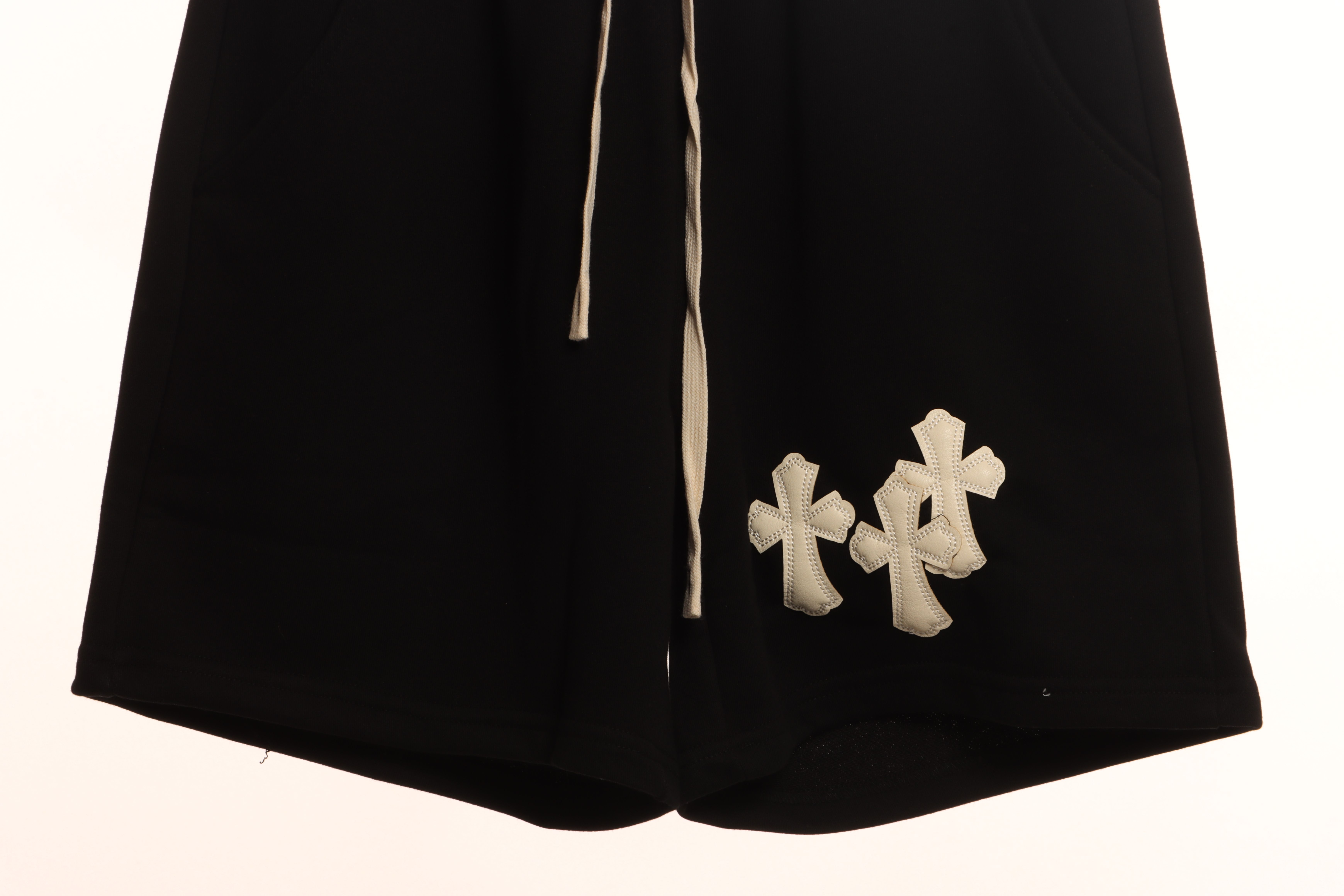 Chrome Hearts White Leather Logo Cross Shorts