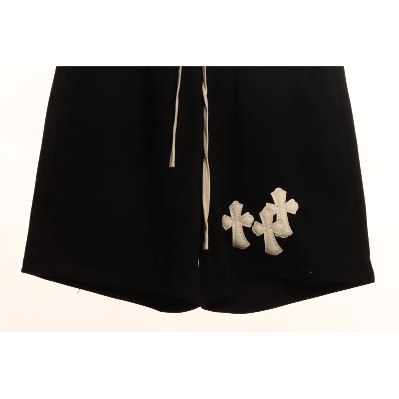 Chrome Hearts White Leather Logo Cross Shorts