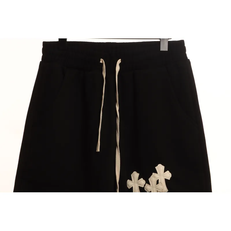 Chrome Hearts White Leather Logo Cross Shorts