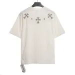 Chrome Heart Neckline Cross Rhinestone Short Sleeves White