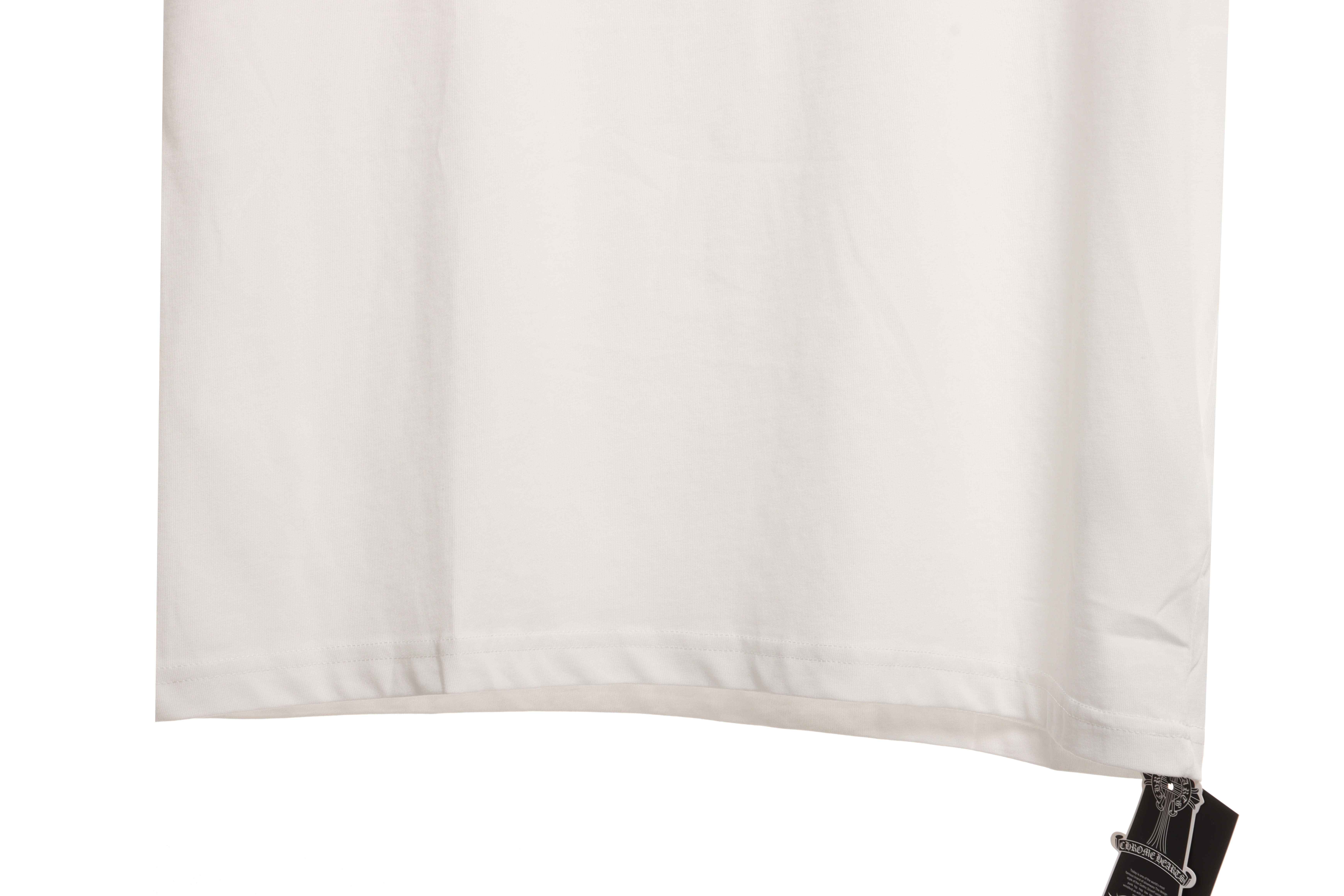 Chrome Heart Neckline Cross Rhinestone Short Sleeves White