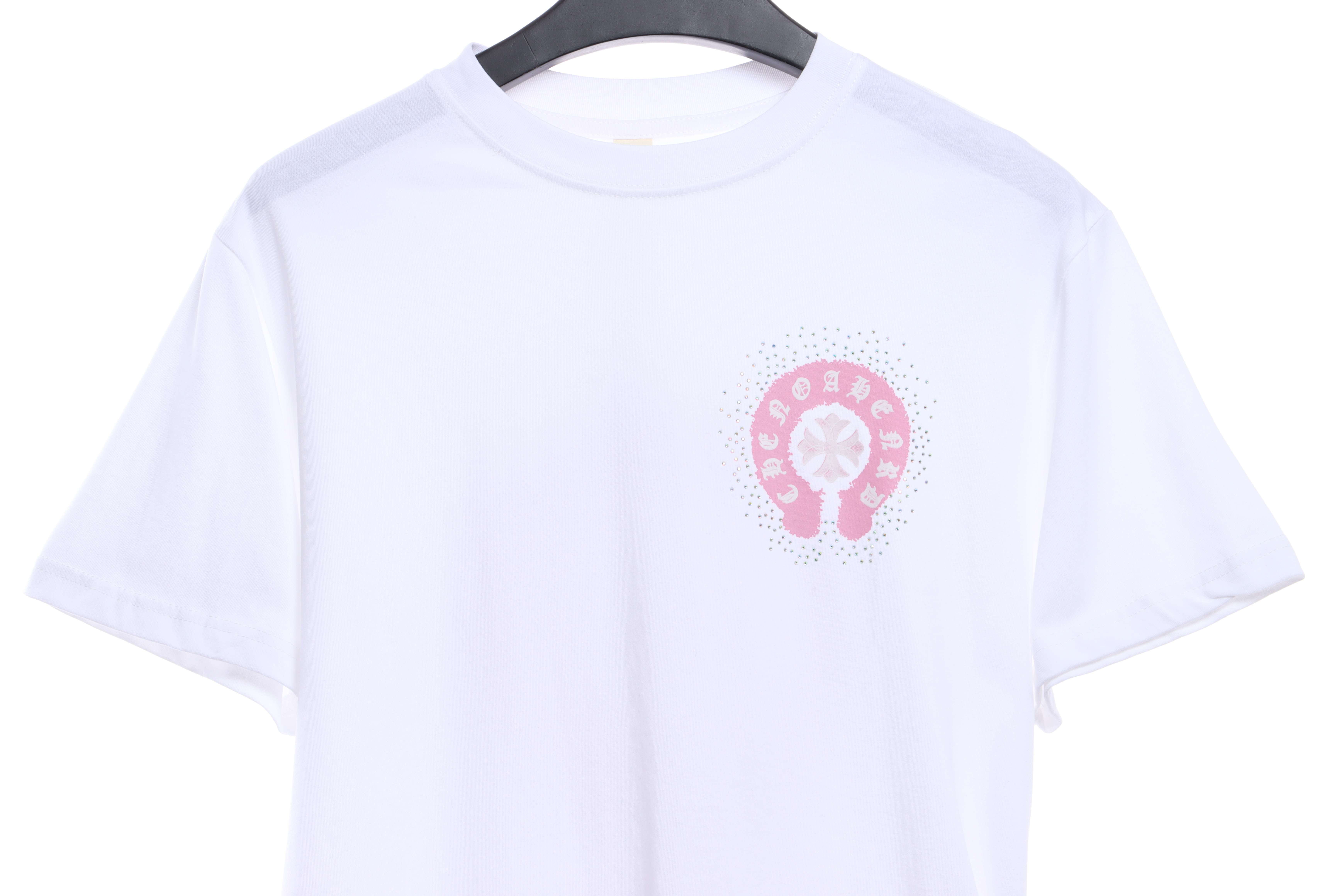 Chrome Hearts Colored Rhinestone Washed Short Sleeve White