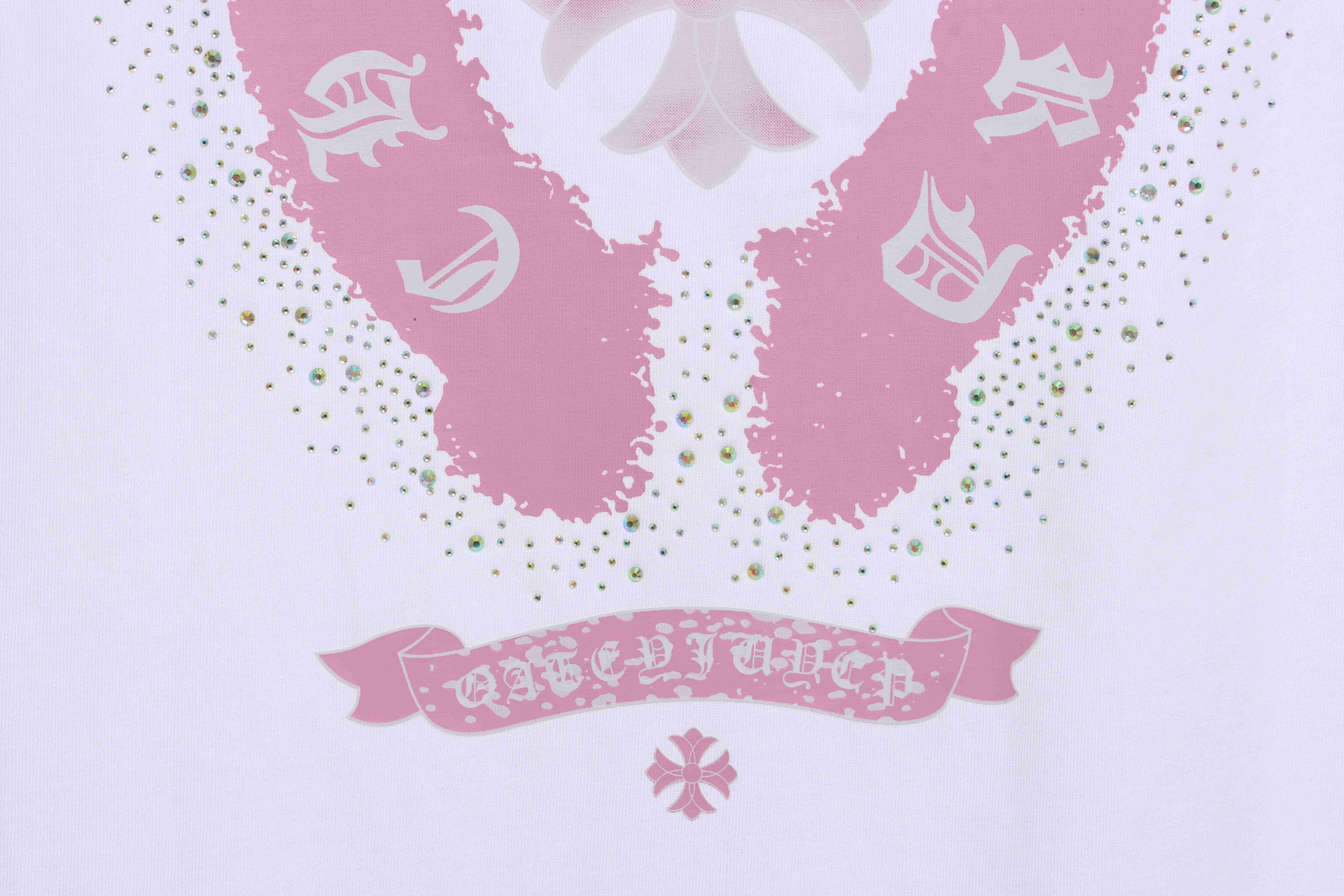 Chrome Hearts Colored Rhinestone Washed Short Sleeve White