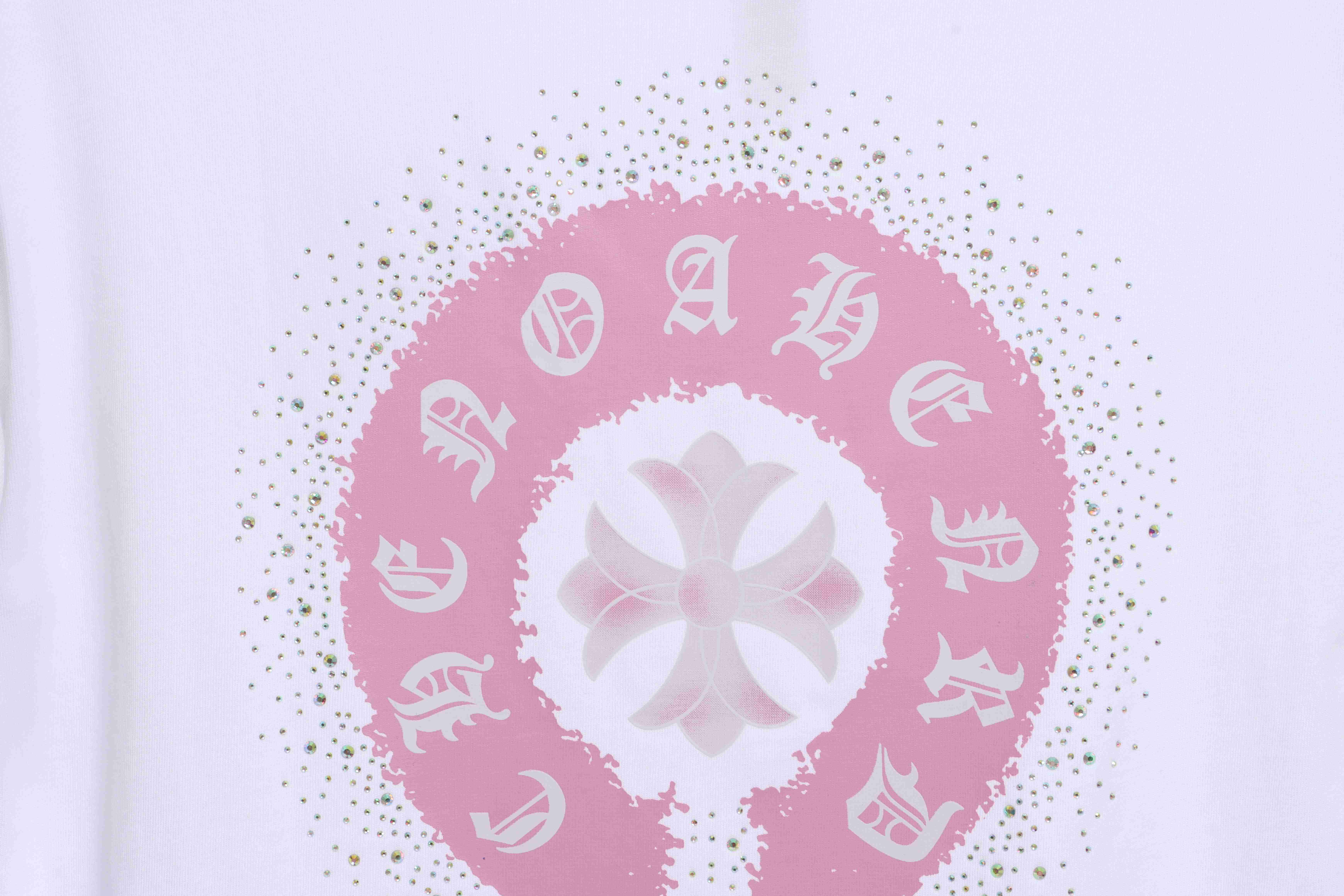 Chrome Hearts Colored Rhinestone Washed Short Sleeve White