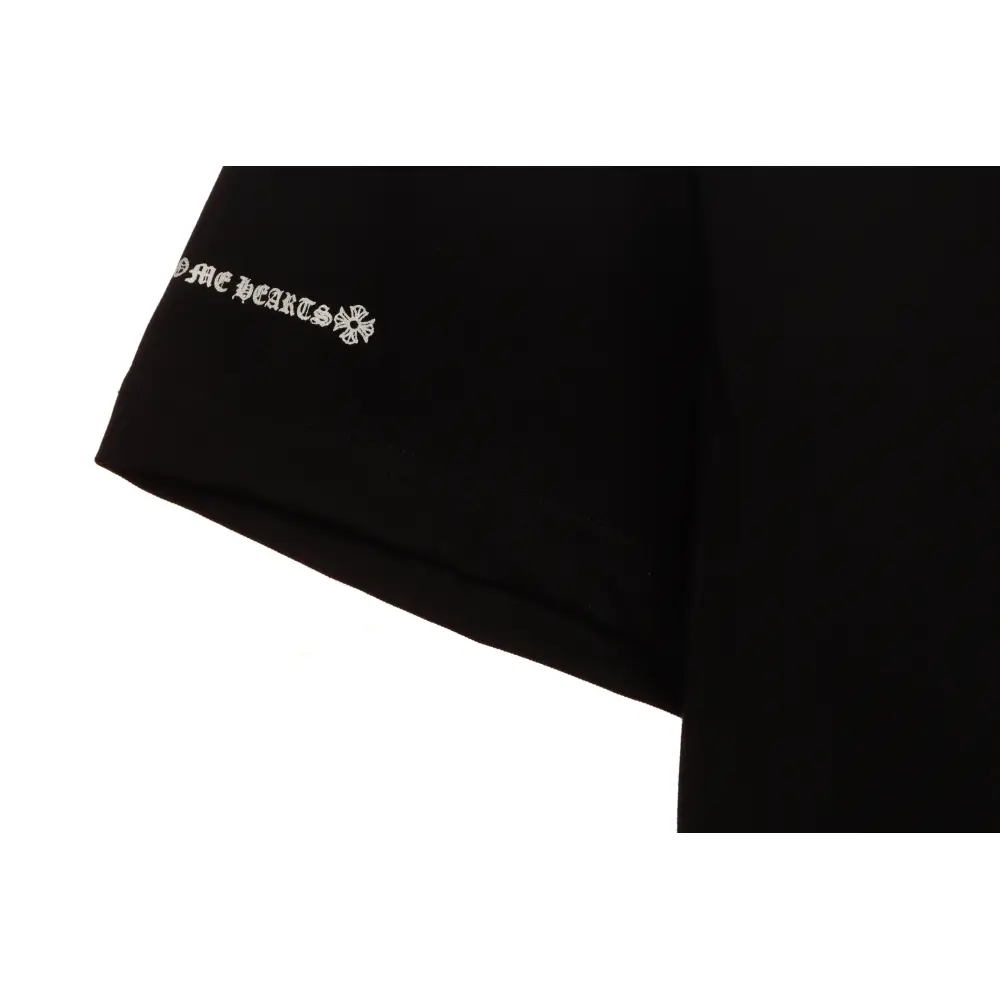 Chrome Hearts Cross Leather Silver Embroidered Sanskrit Short Sleeve Black