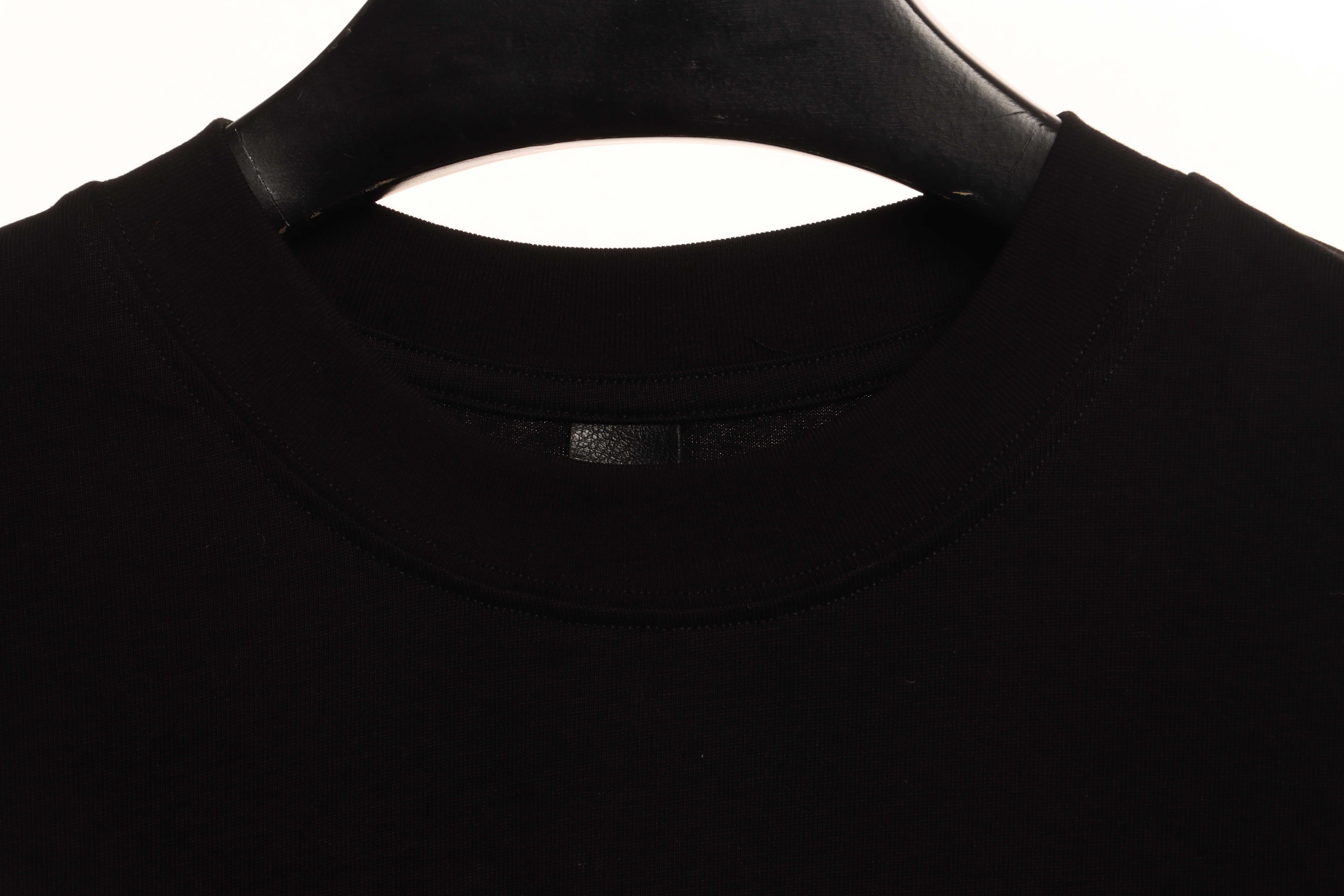 Chrome Hearts Cross Leather Silver Embroidered Sanskrit Short Sleeve Black