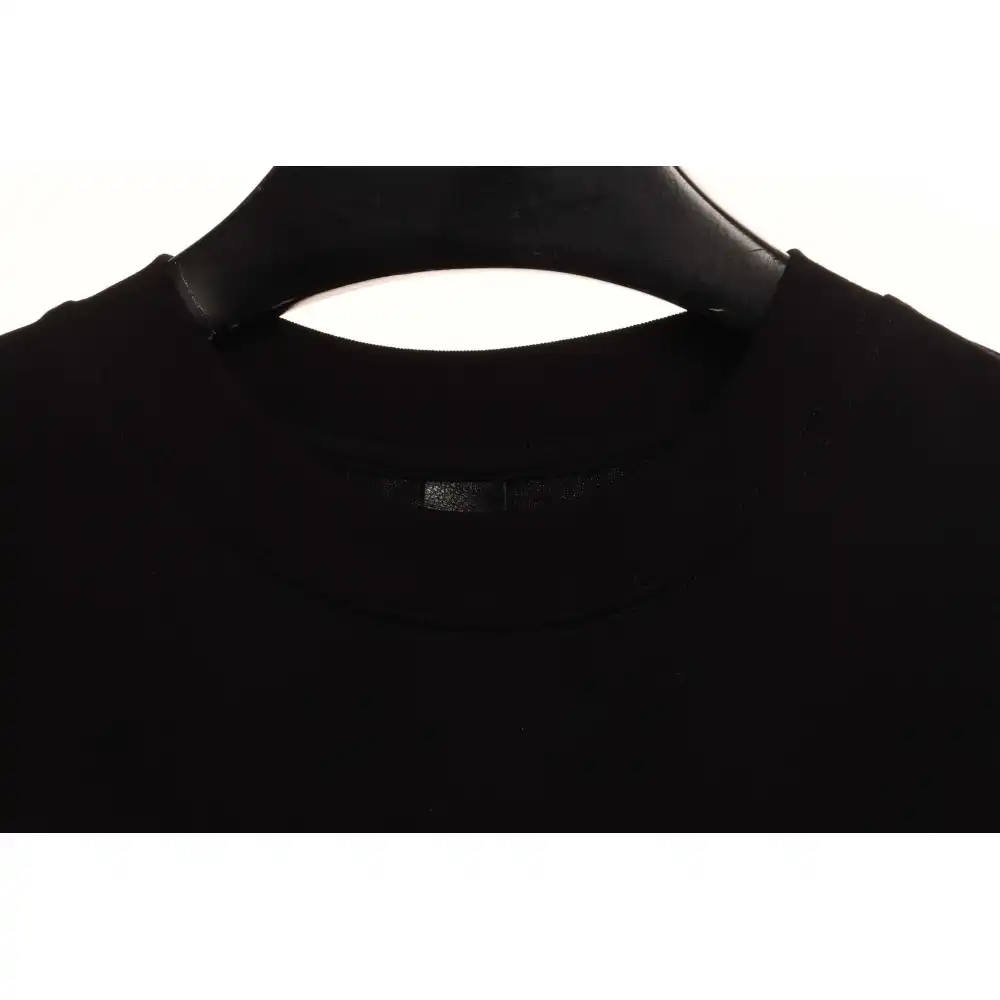 Chrome Hearts Cross Leather Silver Embroidered Sanskrit Short Sleeve Black