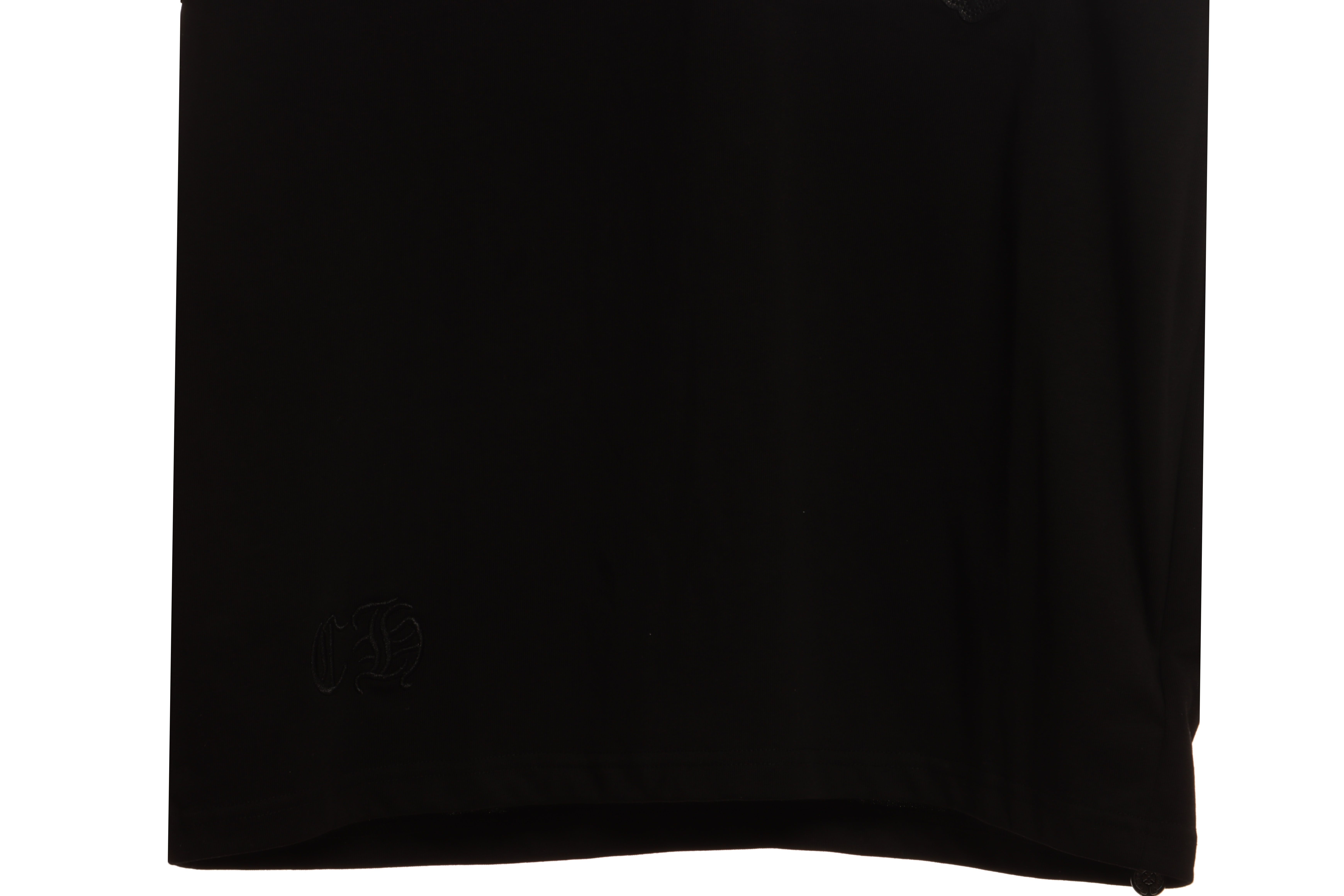 Chrome Hearts Cross Leather Silver Embroidered Sanskrit Short Sleeve Black