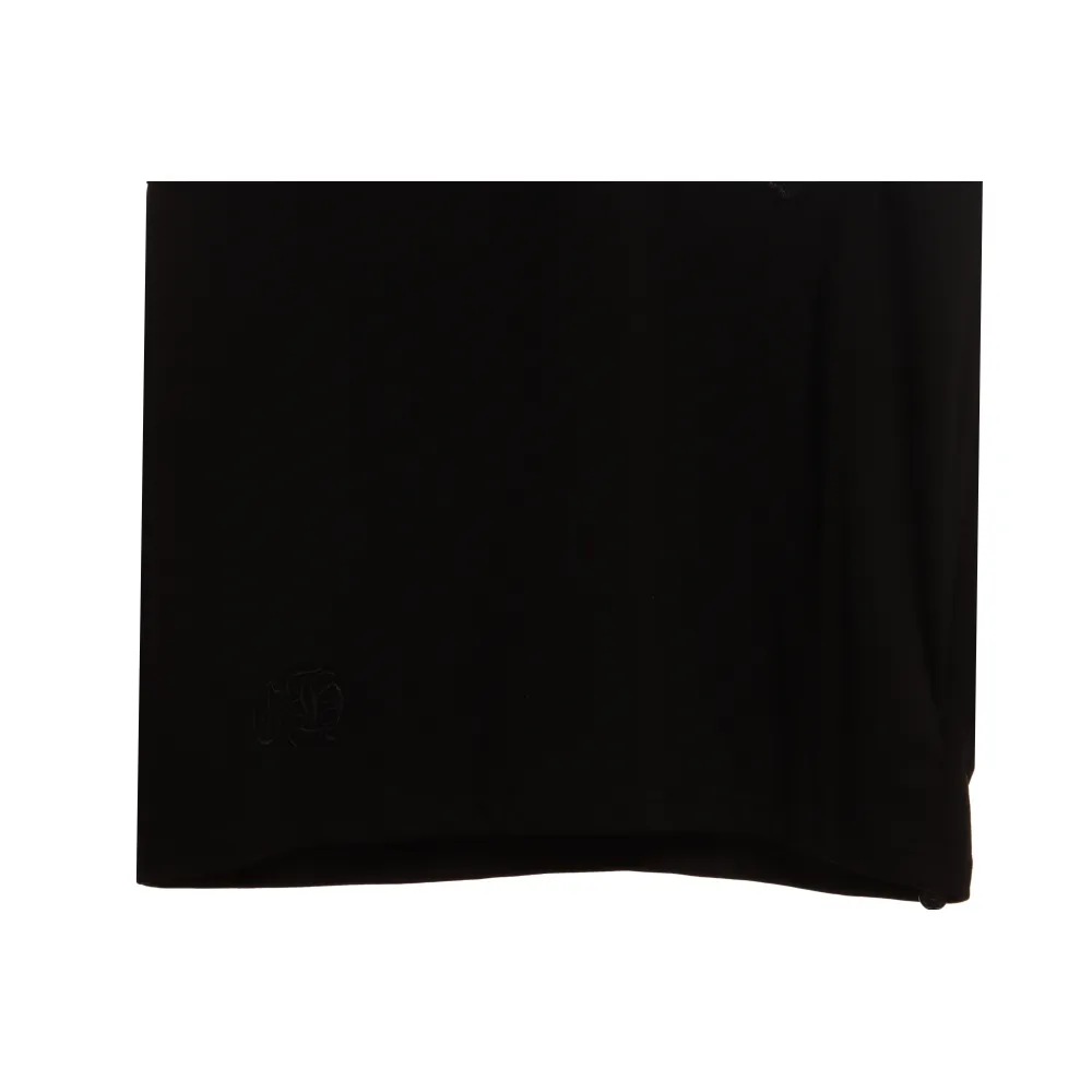 Chrome Hearts Cross Leather Silver Embroidered Sanskrit Short Sleeve Black