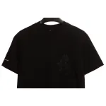 Chrome Hearts Cross Leather Silver Embroidered Sanskrit Short Sleeve Black