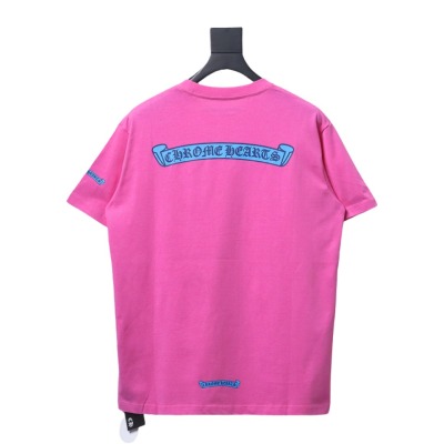 Chrome Hearts New Chrome Hearts Scroll Banner Dopamine Color Pocket T-shirt Pink CH2024 02