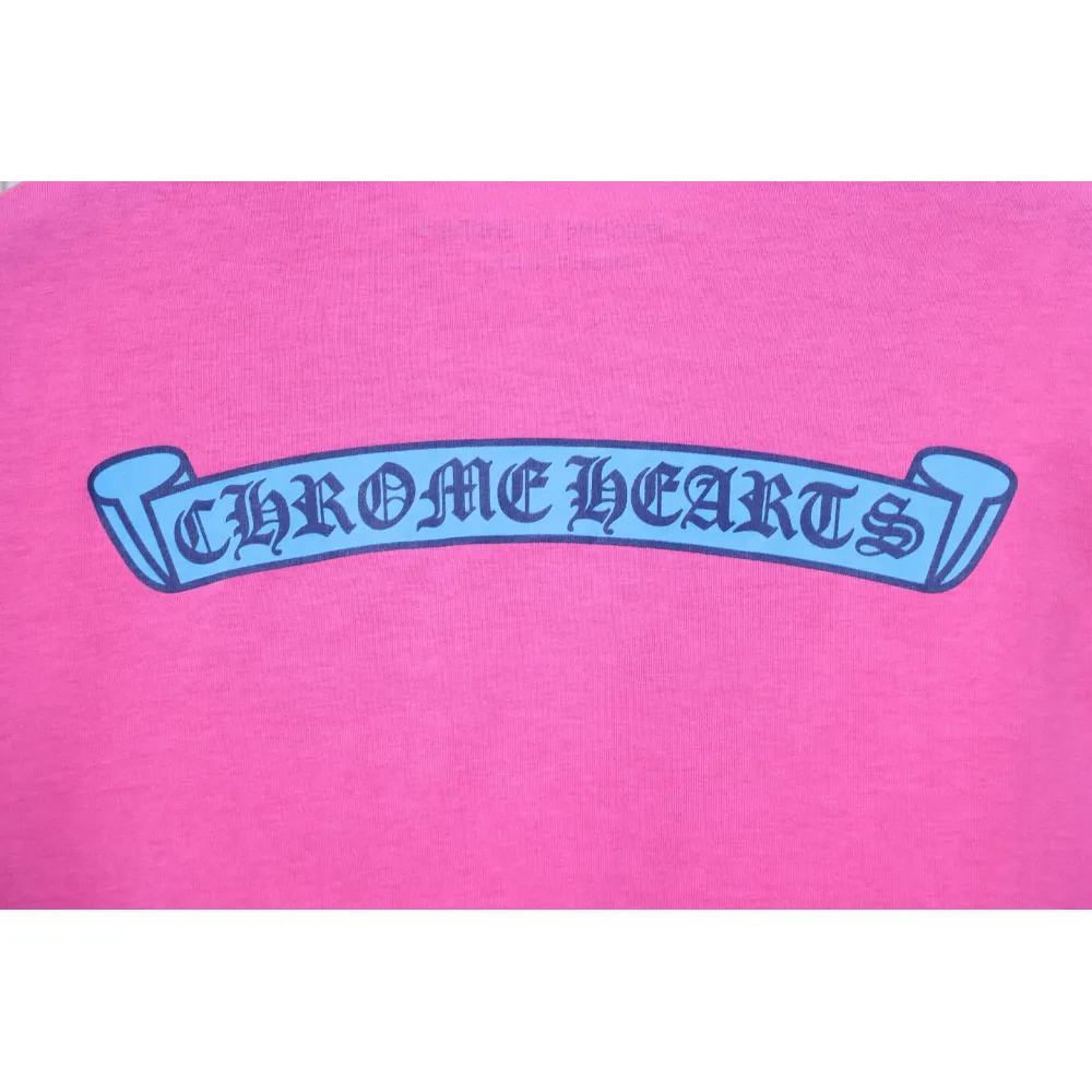 Chrome Hearts New Chrome Hearts Scroll Banner Dopamine Color Pocket T-shirt Pink CH2024