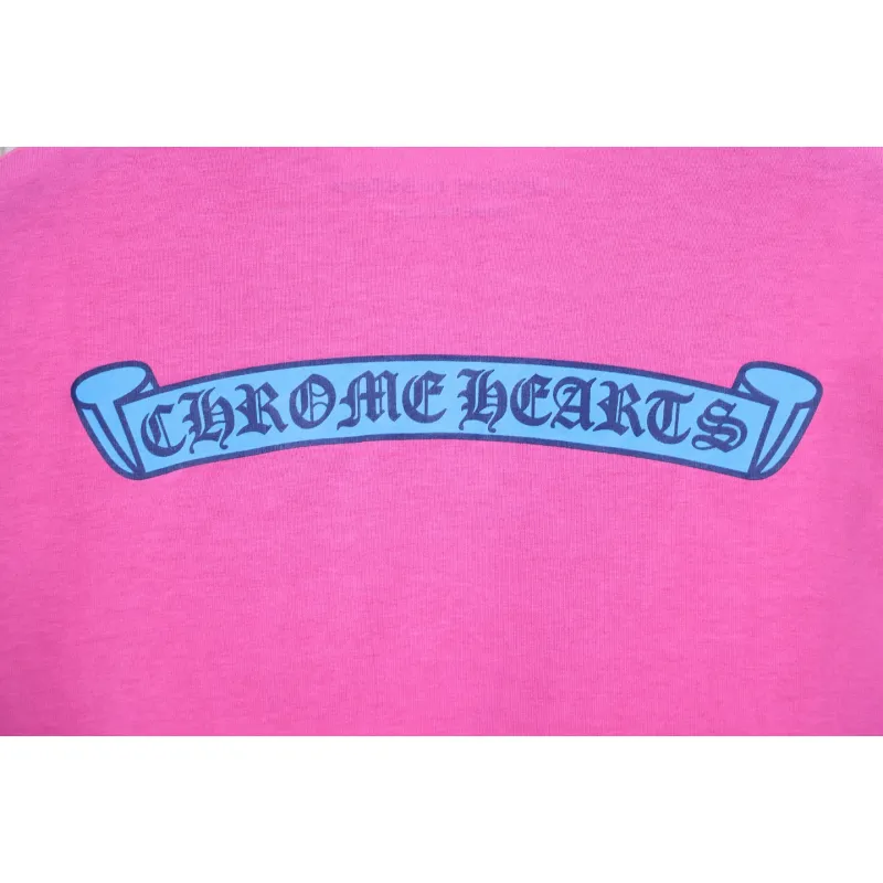 Chrome Hearts New Chrome Hearts Scroll Banner Dopamine Color Pocket T-shirt Pink CH2024