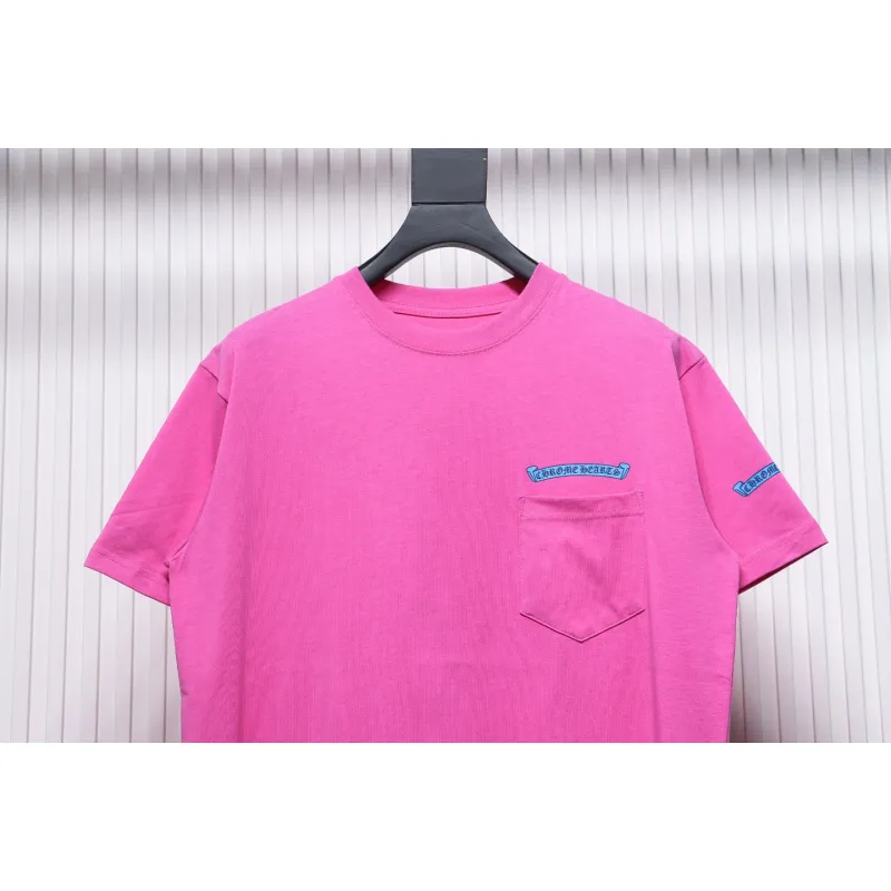 Chrome Hearts New Chrome Hearts Scroll Banner Dopamine Color Pocket T-shirt Pink CH2024