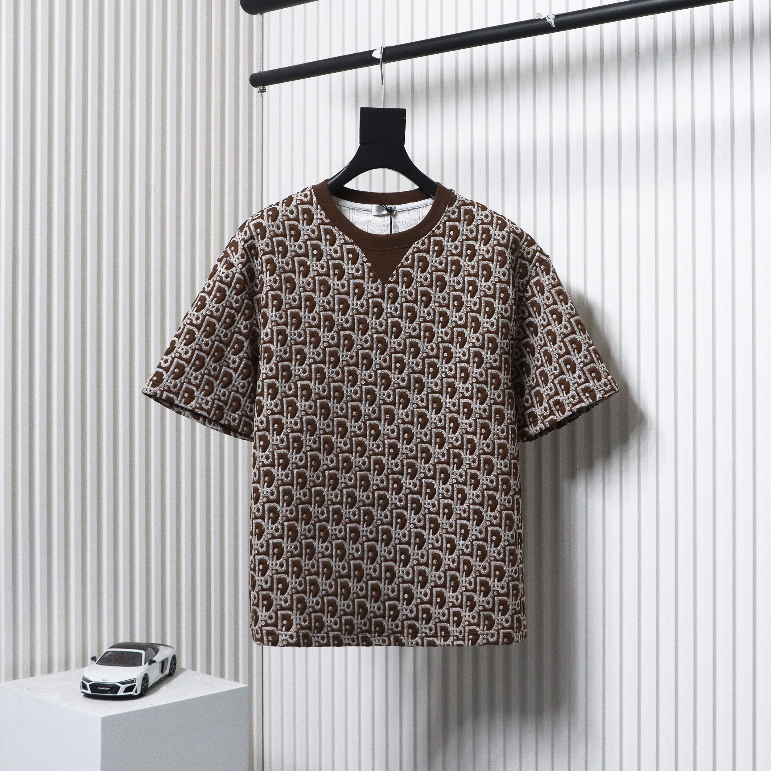 Dior 24ss full print monogram jacquard short sleeves Brown