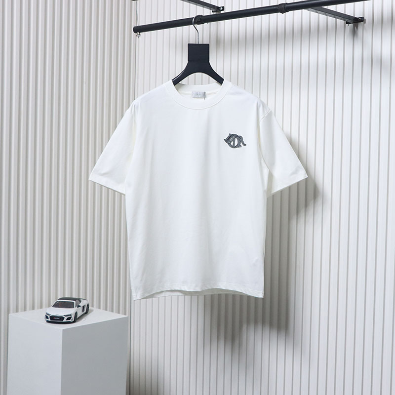 Dior 25ss chest embroidered patch short sleeve White