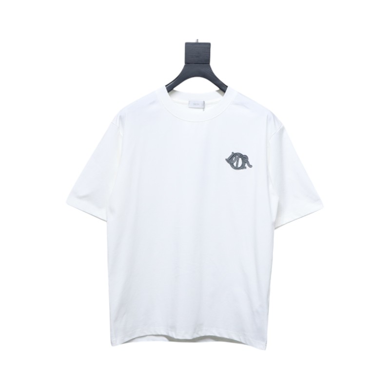 Dior 25ss chest embroidered patch short sleeve White
