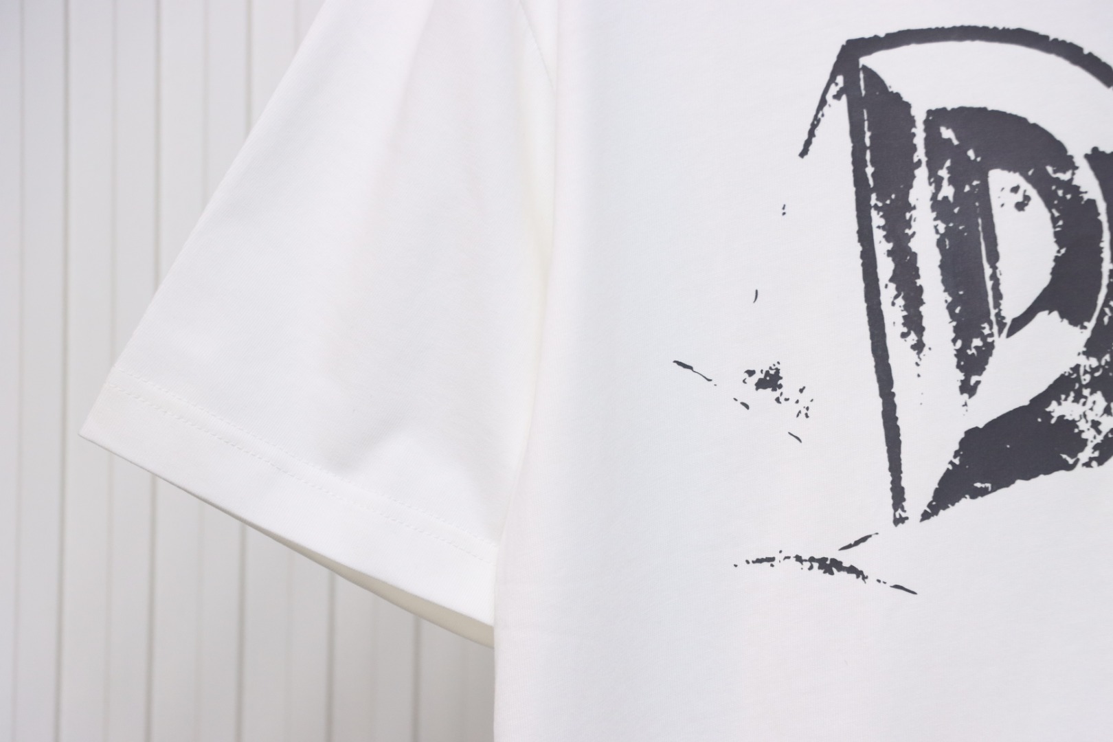 Dior 25ss hand-painted letter print short sleeve White