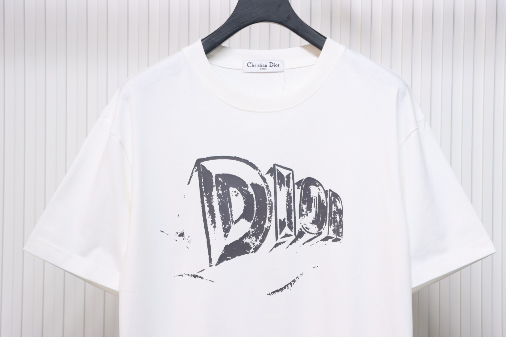 Dior 25ss hand-painted letter print short sleeve White