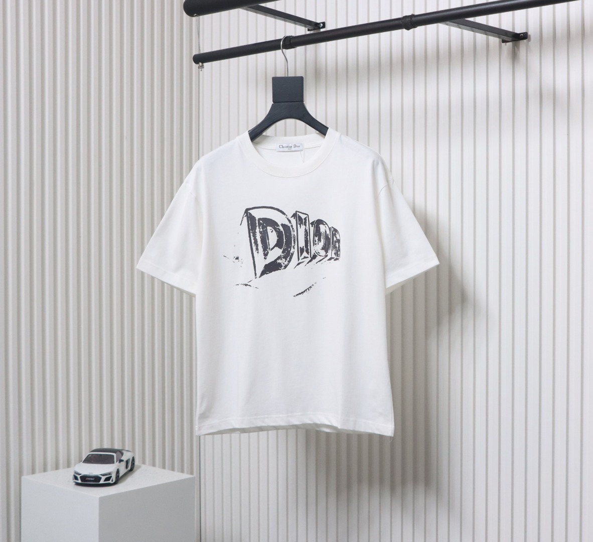 Dior 25ss hand-painted letter print short sleeve White