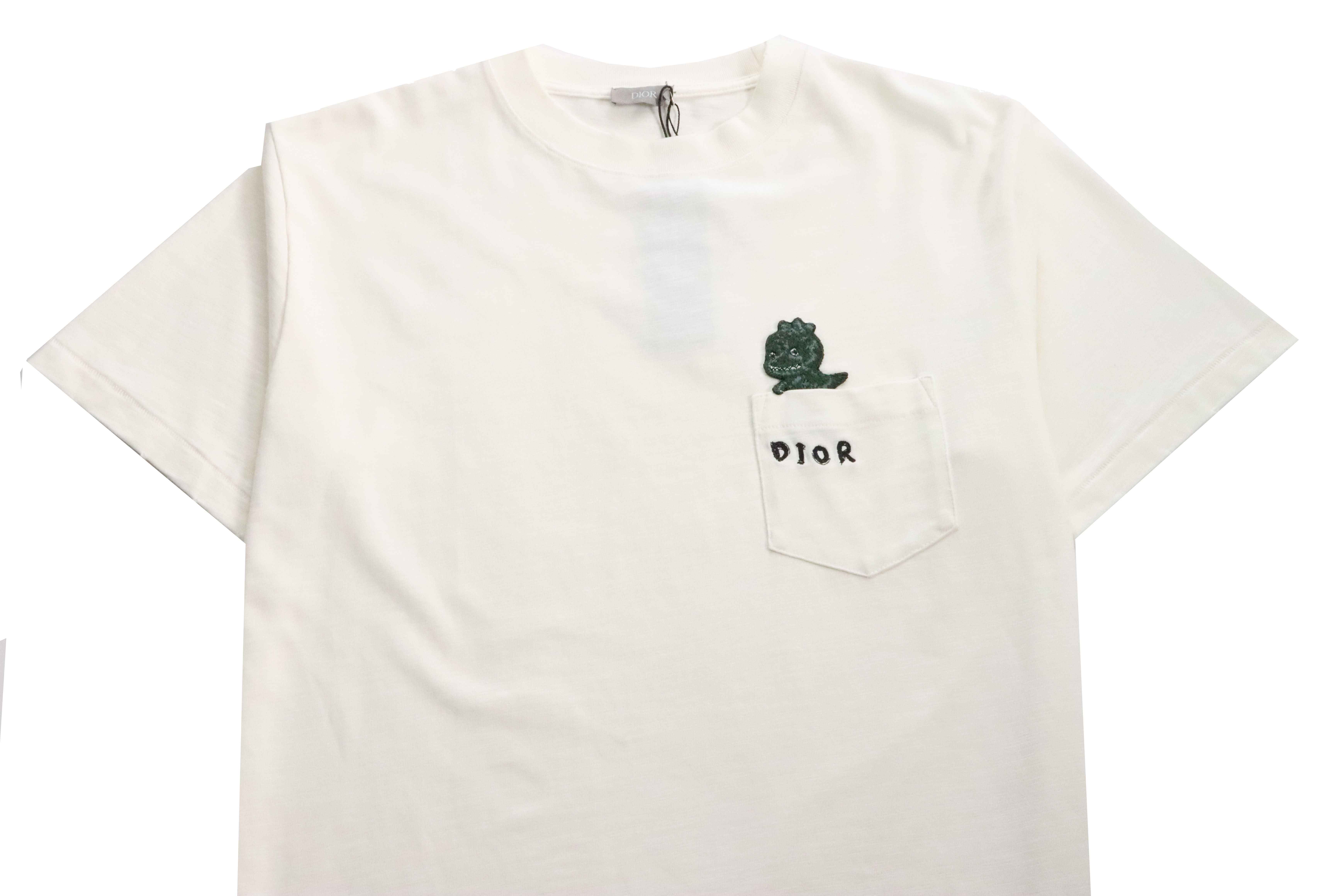 Dior Dinosaur Pocket Embroidered Short Sleeve white