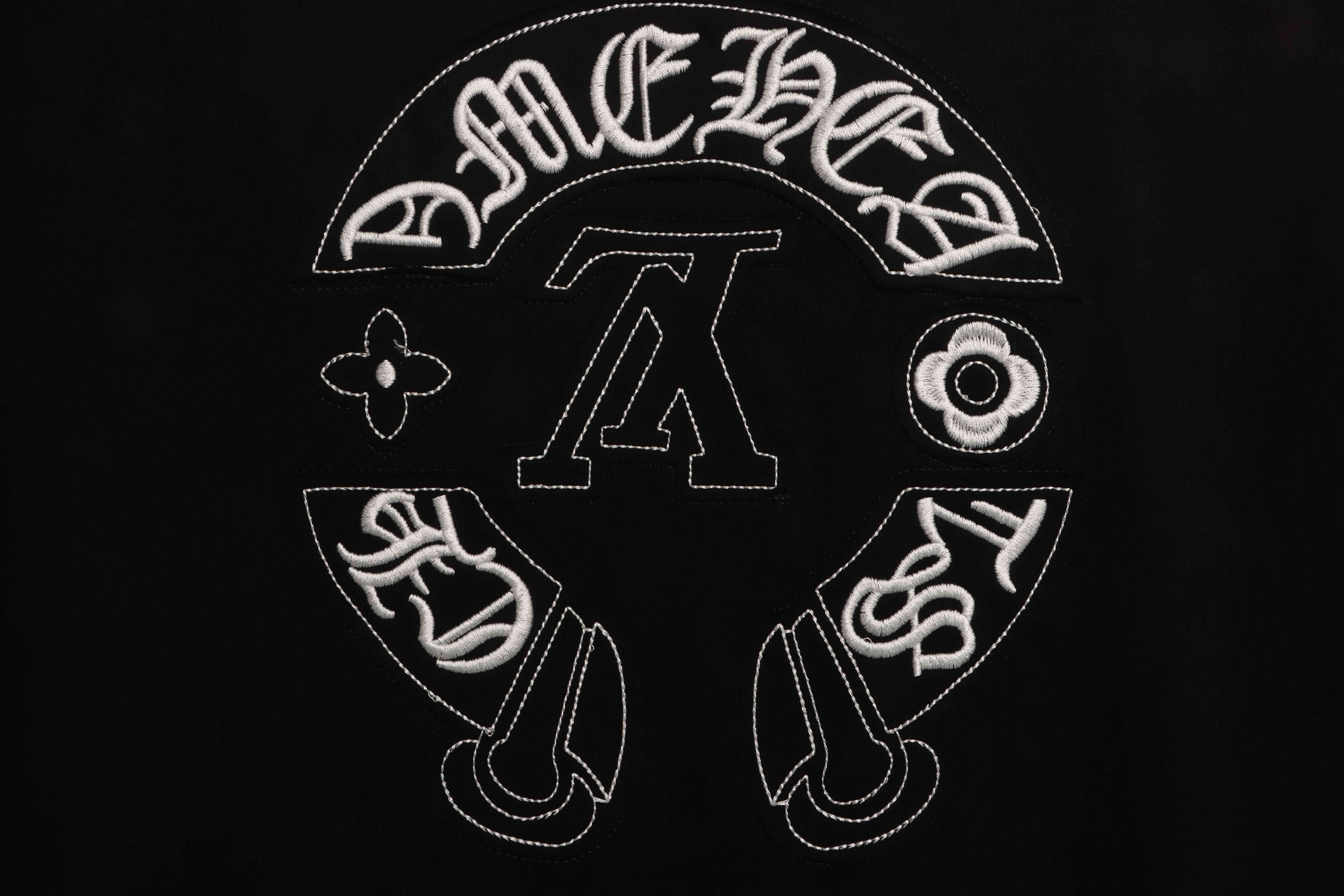 LV co-branded Chrome Hearts patch horseshoe short sleeves Black