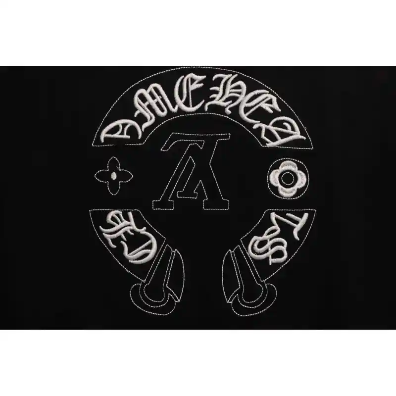 LV co-branded Chrome Hearts patch horseshoe short sleeves Black