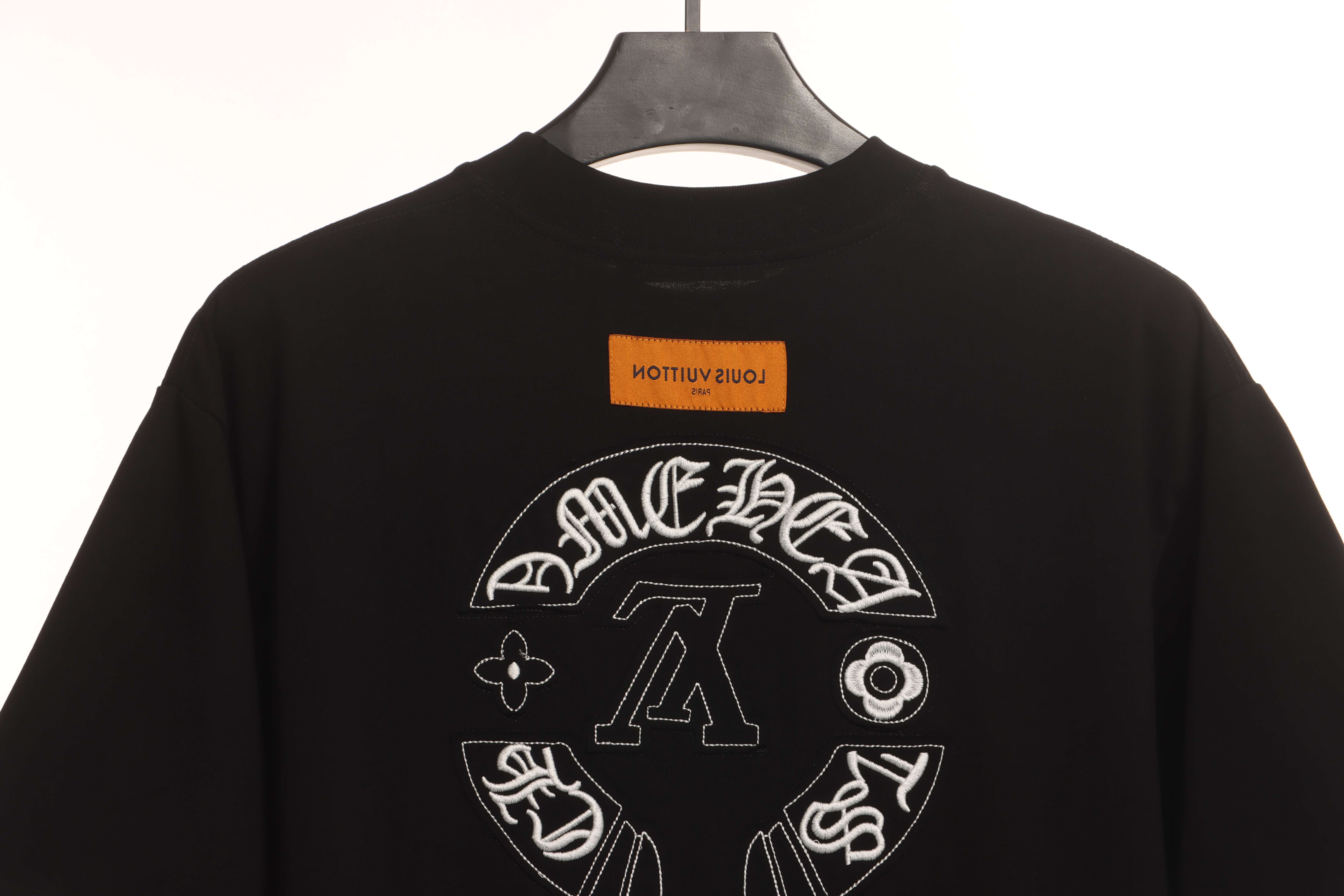 LV co-branded Chrome Hearts patch horseshoe short sleeves Black