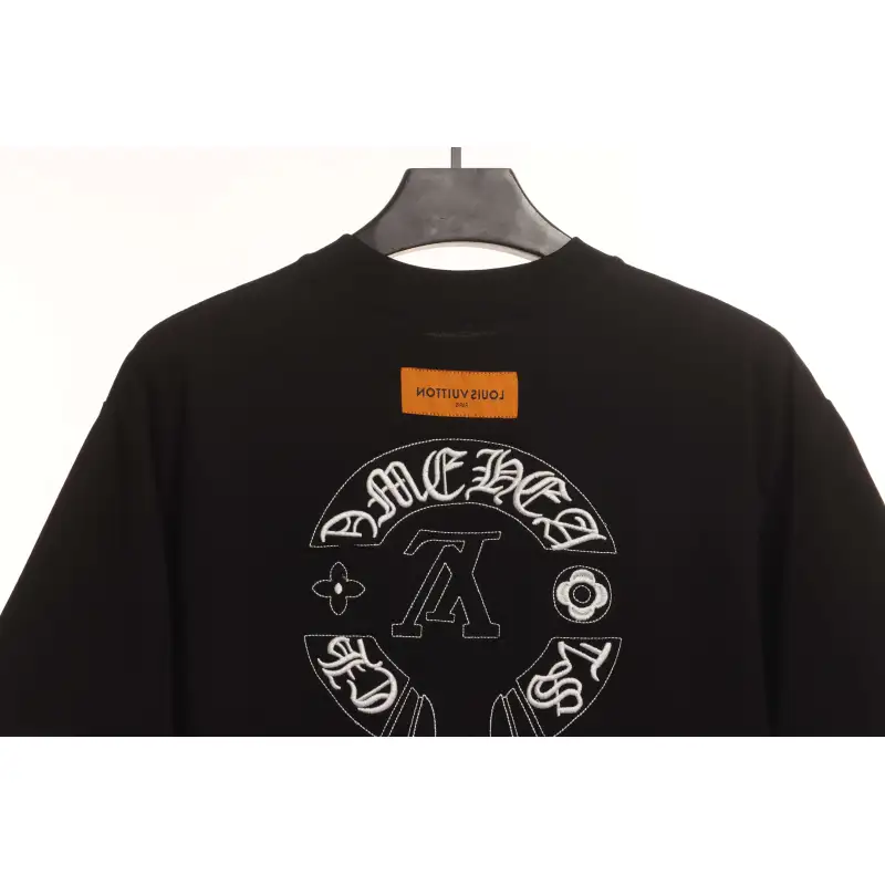 LV co-branded Chrome Hearts patch horseshoe short sleeves Black