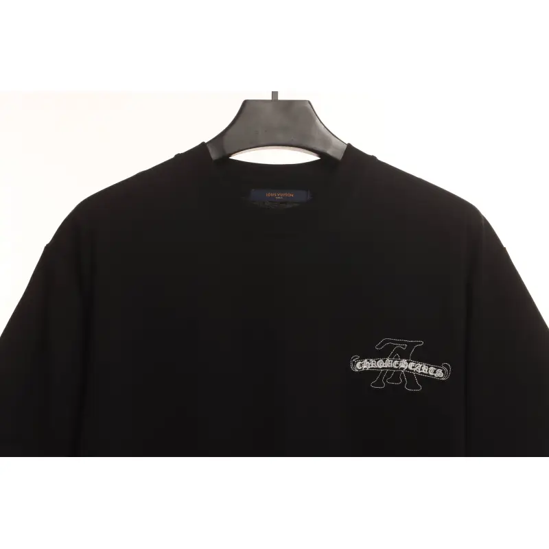LV co-branded Chrome Hearts patch horseshoe short sleeves Black
