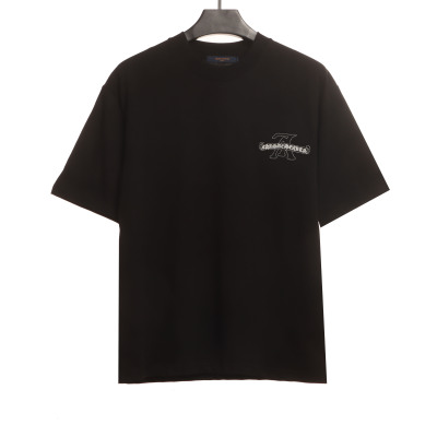 LV co-branded Chrome Hearts patch horseshoe short sleeves Black 01