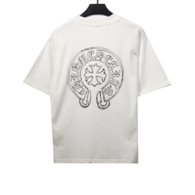 Chrome Hearts neckline Sanskrit horseshoe print short sleeves white 02
