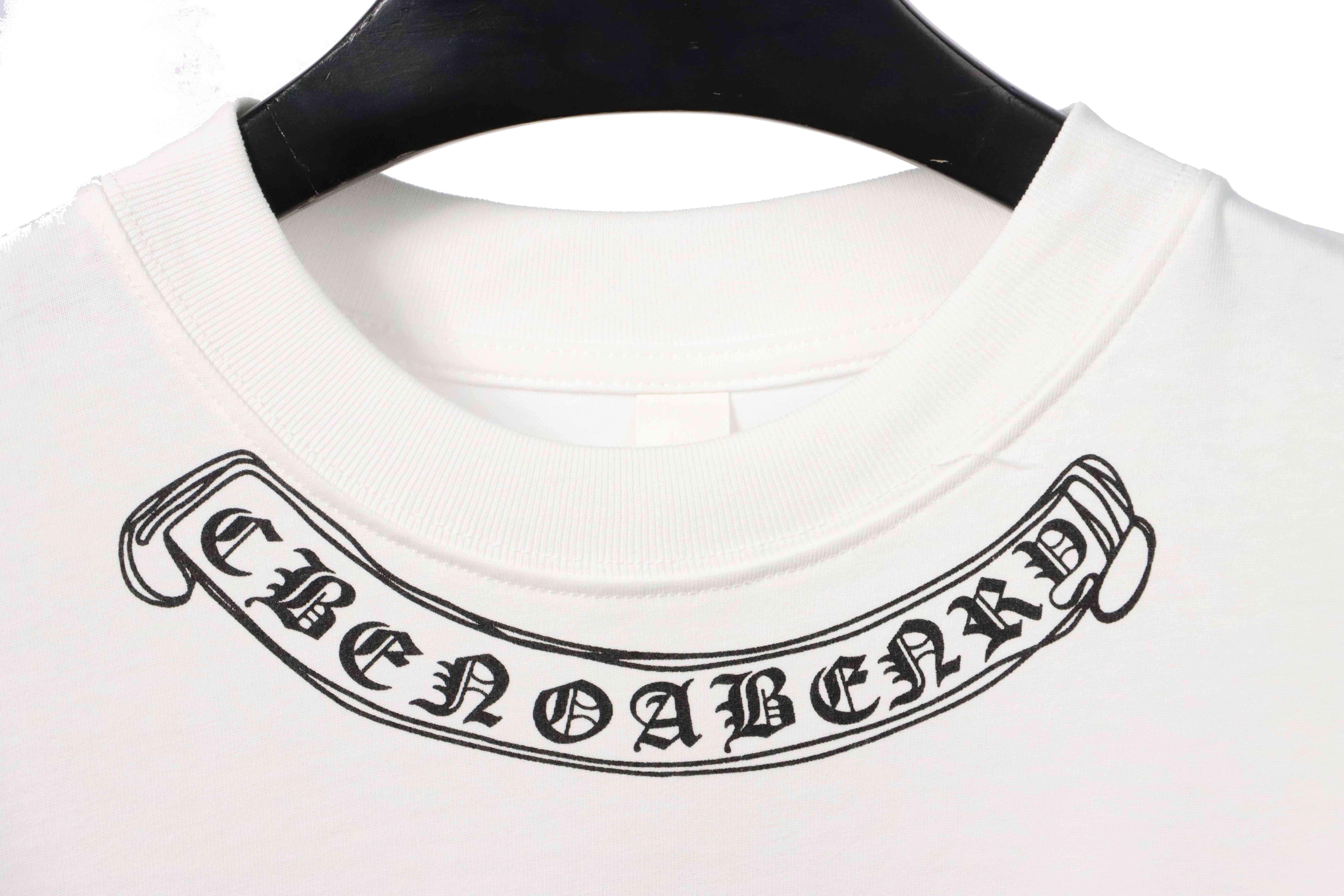 Chrome Hearts neckline Sanskrit horseshoe print short sleeves white