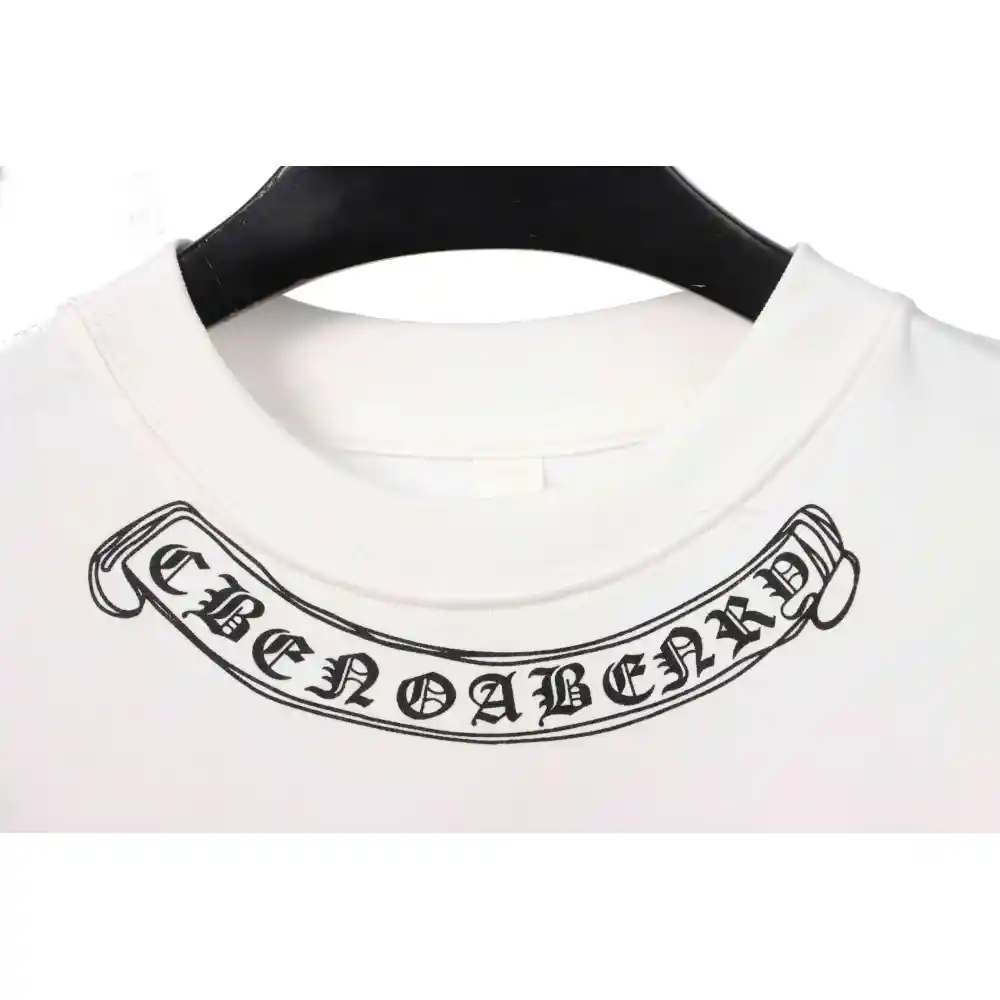 Chrome Hearts neckline Sanskrit horseshoe print short sleeves white