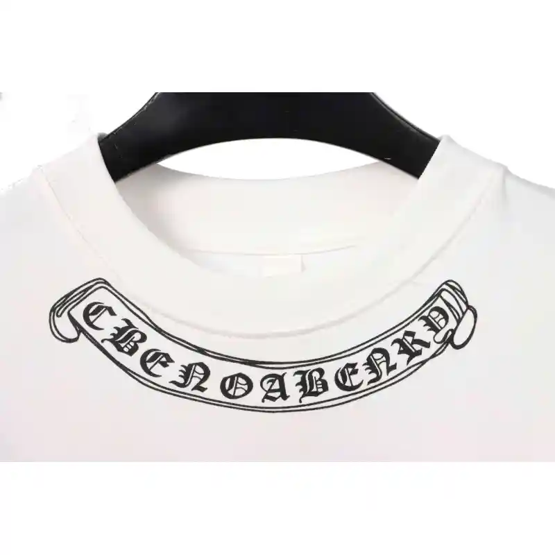 Chrome Hearts neckline Sanskrit horseshoe print short sleeves white