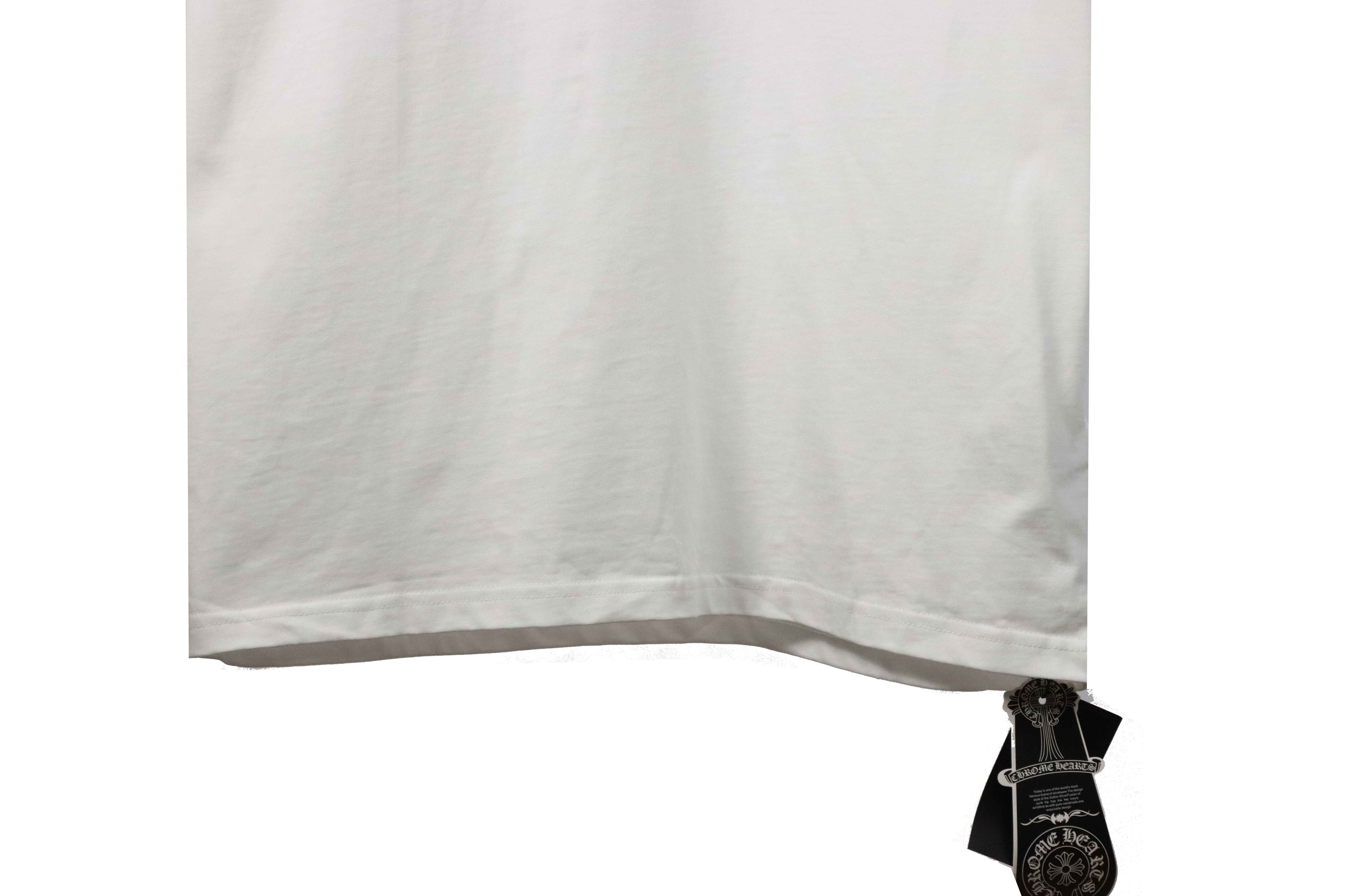 Chrome Hearts neckline Sanskrit horseshoe print short sleeves white