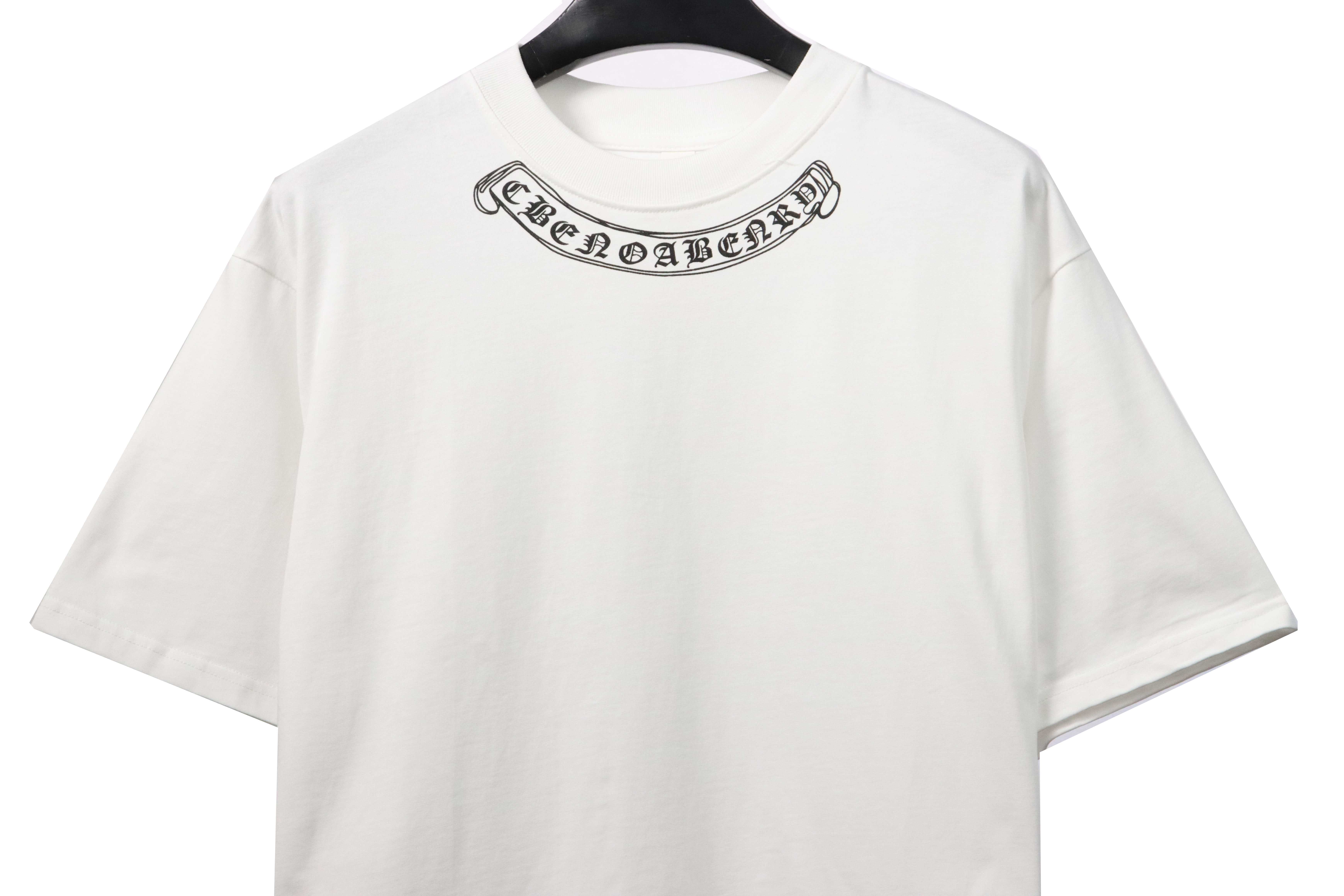 Chrome Hearts neckline Sanskrit horseshoe print short sleeves white