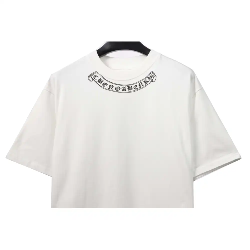 Chrome Hearts neckline Sanskrit horseshoe print short sleeves white