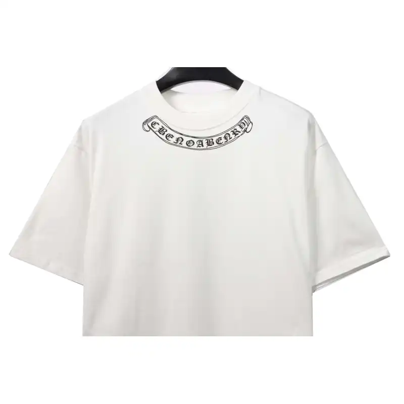 Chrome Hearts neckline Sanskrit horseshoe print short sleeves white