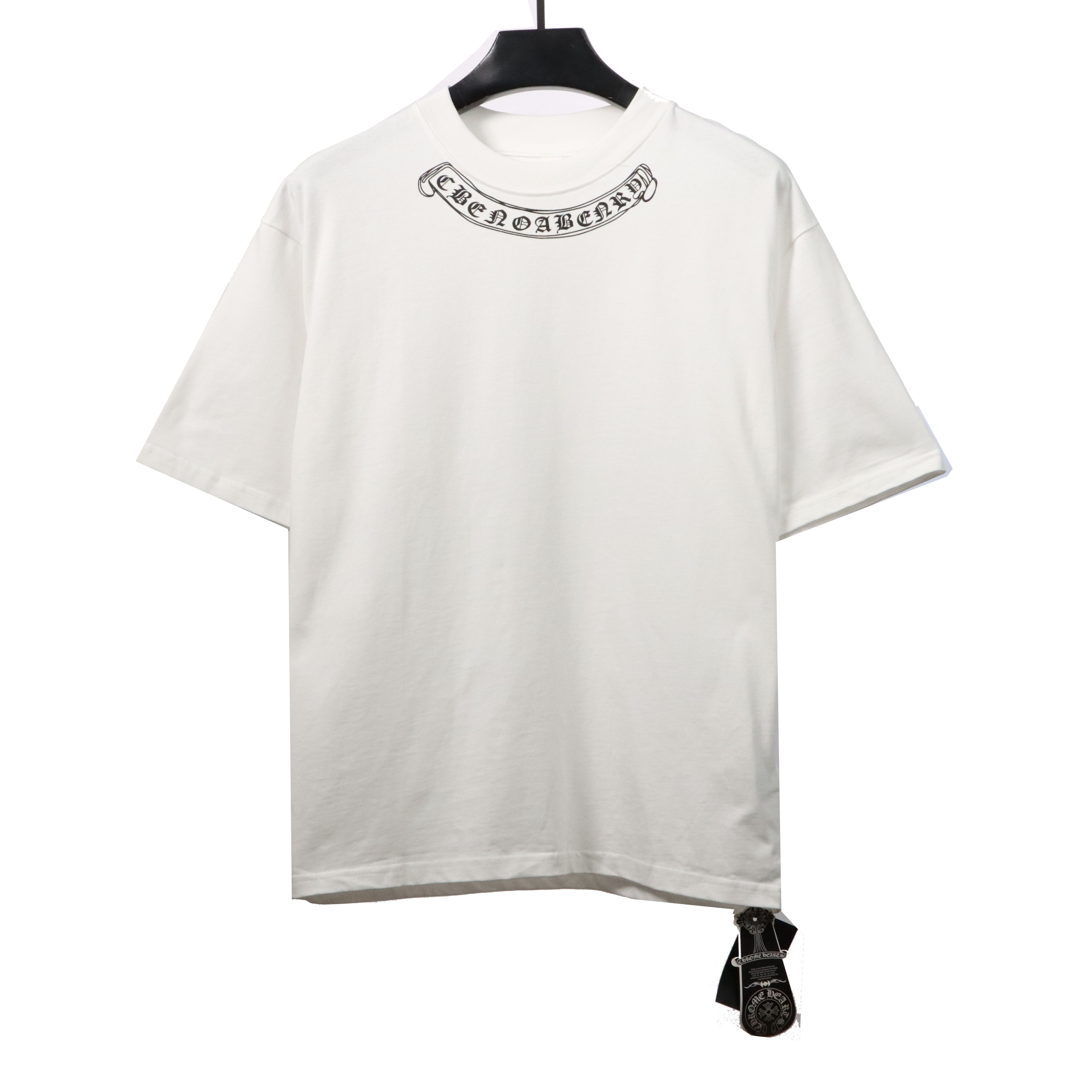 Chrome Hearts neckline Sanskrit horseshoe print short sleeves white