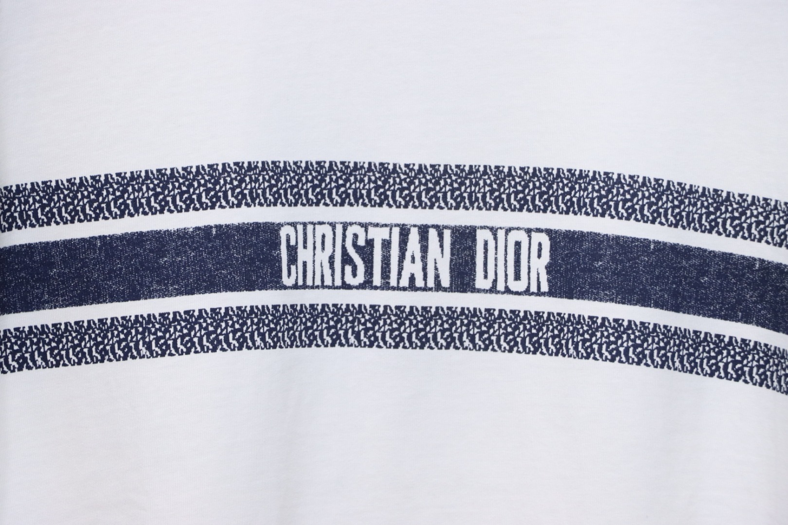 Dior 23ss blue striped letter print short sleeve white