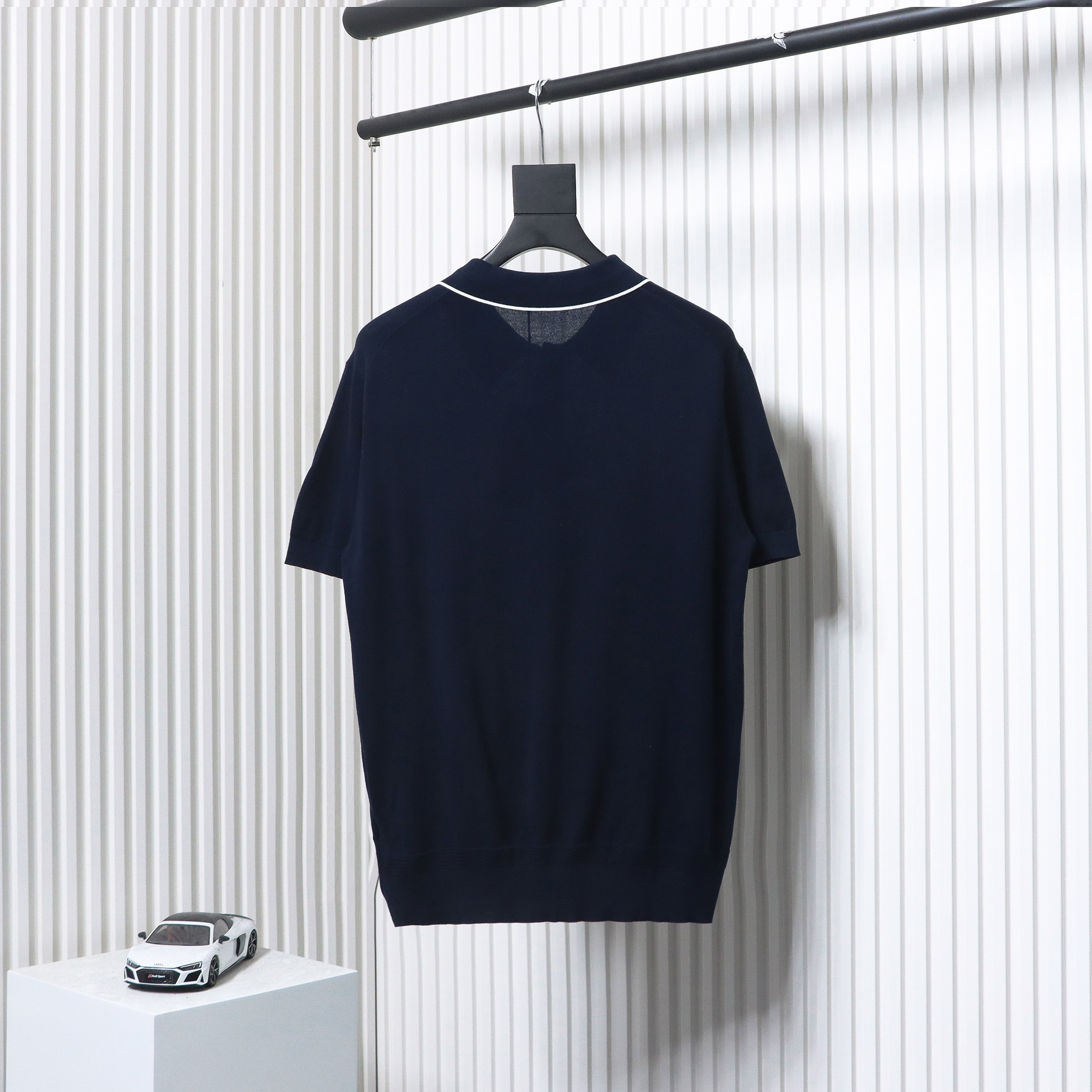 Dior 24ss embroidered small logo knitted Polo short sleeve black