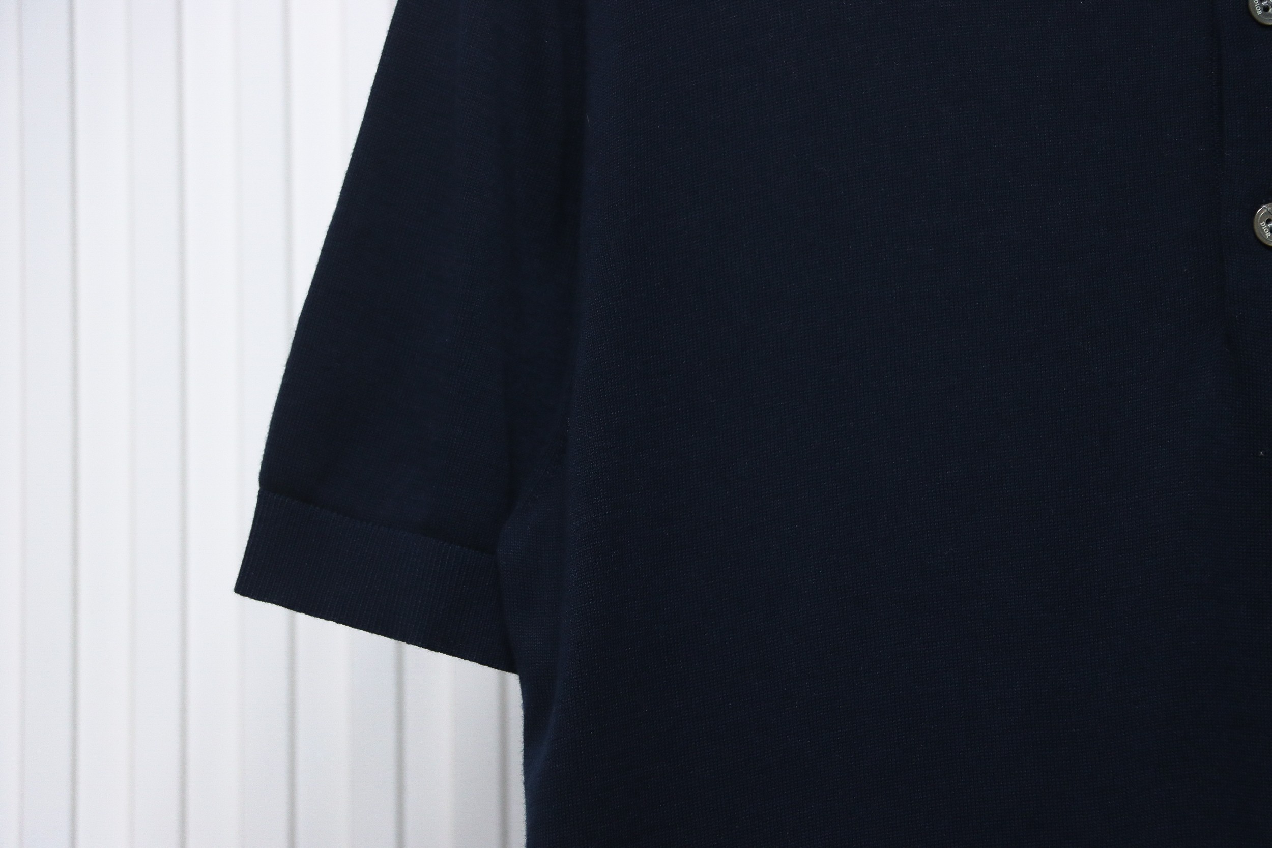 Dior 24ss embroidered small logo knitted Polo short sleeve black